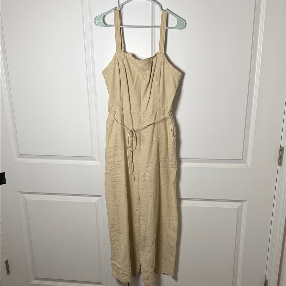 Wide leg linen jumpsuit